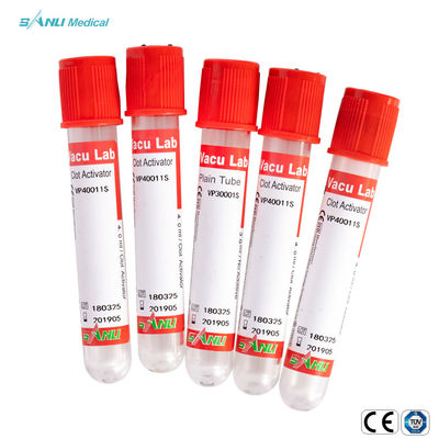 Трубки собрания крови активатора сгустка крови стеклянные вакуумируют 5ml для биохимических тестов